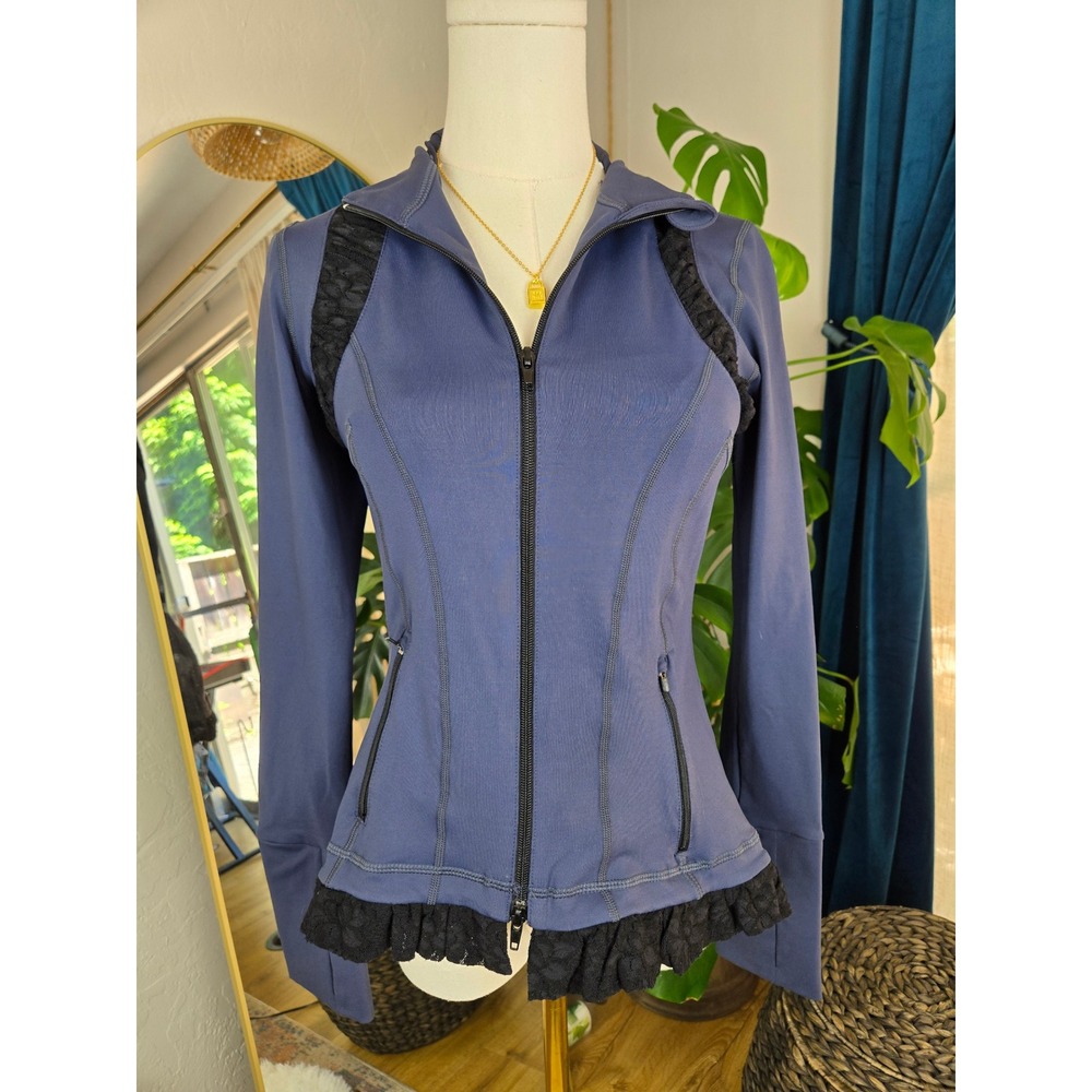 Vimmia Fitted Jacket Full Zip Lace Trim‎ Athleisure Activewear Small - Picture 2 of 10